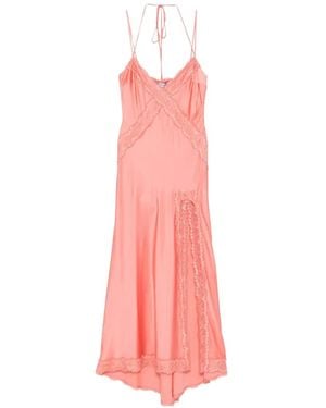 LES FILLES D'EVA Vestido Largo Con Ribete De Encaje - Rosa