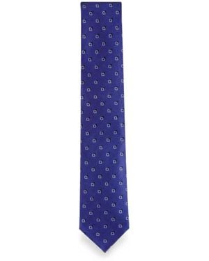 Brioni Geometric-Pattern Silk Tie - Blue