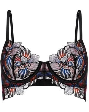 Zhilyova Floral Embroidered Bra - Black
