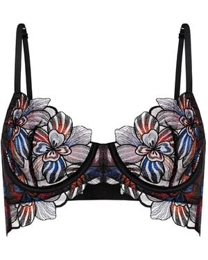 Zhilyova Floral Embroidered Bra - Black