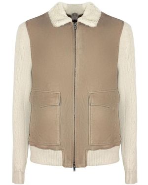 Volfagli Arena Wildlederjacke Mit Zopfmuster - Natur