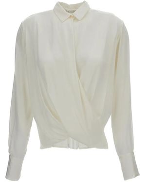 Q-WINS Wrap-Front Long-Sleeve Shirt - White