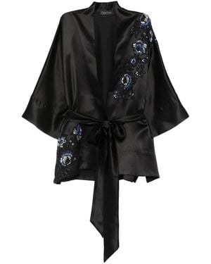 Carine Gilson Albornoz corto con bordado raglán - Negro