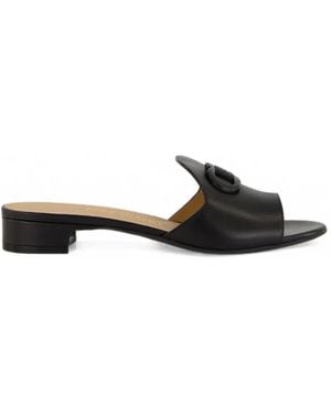 Ferragamo Gancini Ornament Slides - Black