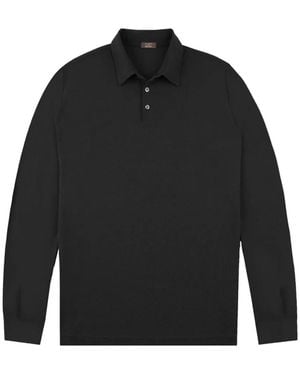 Zanone Long-Sleeve Polo Shirt - Black