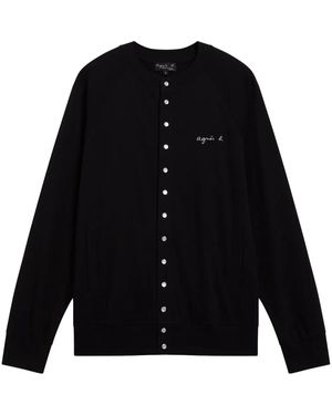 agnès b. Bronze Cotton Cardigan - Black