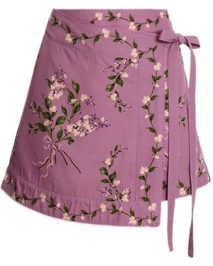 Agua Bendita Luna Wisteria floral mini skirt - Morado