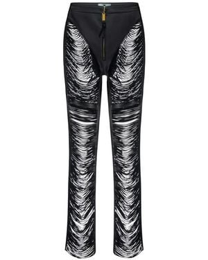 Elisabetta Franchi Nappa Leather Trousers With Fringes - Black