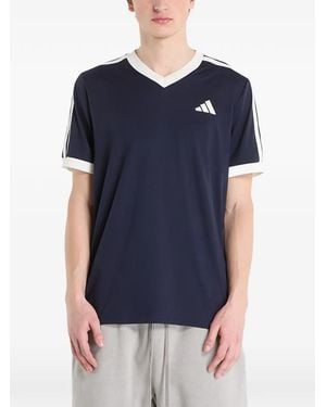 adidas V-Neck Striped T-Shirt - Blue