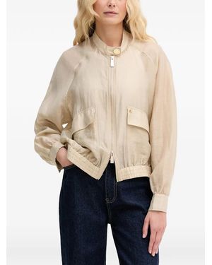 Lola Casademunt Logo-Plaque Zip-Up Bomber Jacket - Natural