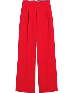 Ami Paris High-Waist Wide-Leg Trousers - Red