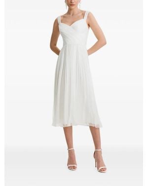 Framboise Arllen Pleated Lace-Up Midi Dress - White