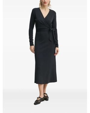 Marc O' Polo Wrap-Tie Long-Sleeve Midi Dress - Nero