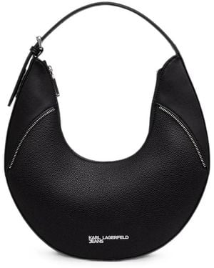 KARL LAGERFELD Pebbled-Texture Curved Tote Bag - Black