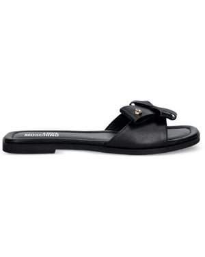 Love Moschino Bow-Detail Heart-Plaque Sandals - Black