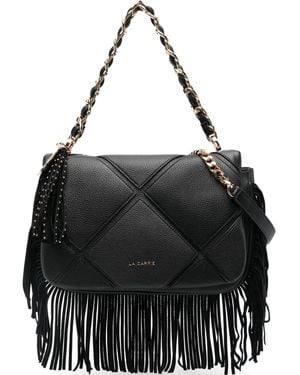 La Carrie Isabel Gewatteerde Schoudertas Met Franje - Zwart