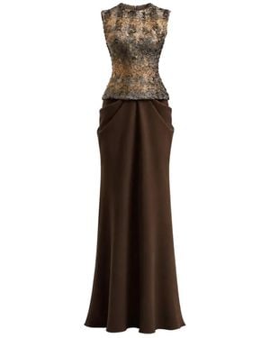 Gemy Maalouf Textured-Bodice Draped Dress - White