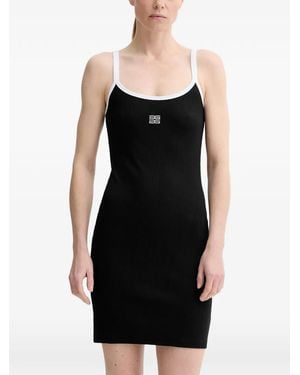 Gestuz Geribbelde Mini-Jurk Met Geborduurd Logo - Zwart