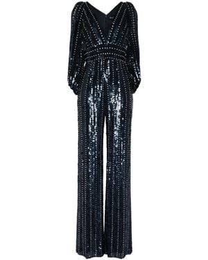 Jenny Packham Boogie Sequin-Embellished Jumpsuit - Blue