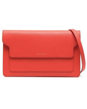 Marni Trunk Leather Crossbody Bag - Red