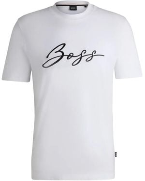 BOSS Signature-logo T-shirt - Gris