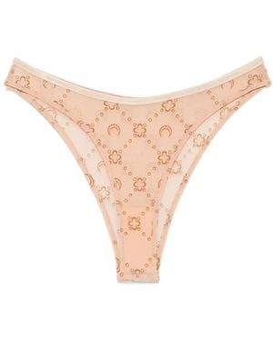 Marine Serre Mesh Flocked Thong - Natural