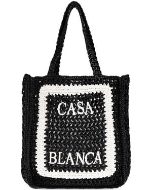 CASABLANCA Tote Bag mit Webmuster - Schwarz
