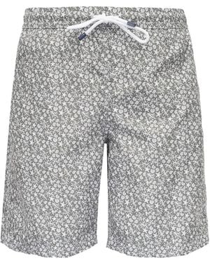 Fedeli Floral-Print Swim Shorts - Grey