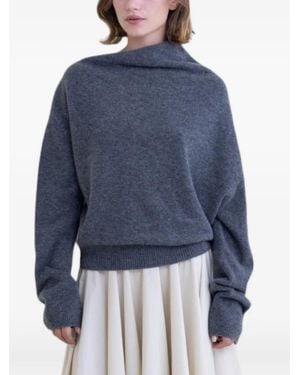 Belle Anna Reve Asymmetric-Neck Jumper - Blue