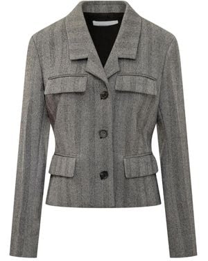 Ferragamo Jack Met Meerdere Zakken En Visgraatpatroon - Grijs