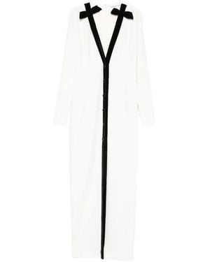 Alessandra Rich Bow-Detail Front-Button Maxi Dress - White
