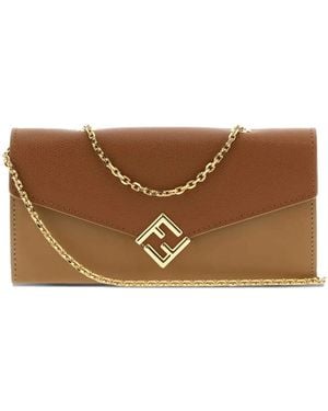 Fendi Ff Diamonds Leather Wallet - Brown