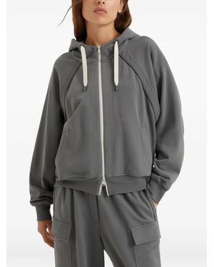 Brunello Cucinelli Zip-Up Cotton Hoodie - Grey
