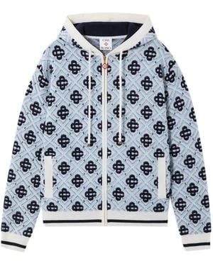 CASABLANCA Hoodie Met Jacquard En Cc Monogram - Blauw