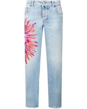 DSquared² Floral Print Jenna Trousers - Blue