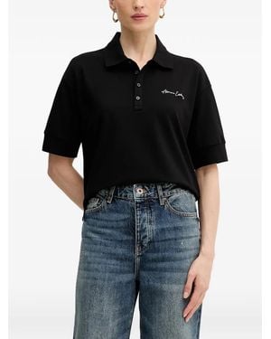 ARMANI EXCHANGE Logo-Embroidered Short-Sleeve Polo Shirt - Black