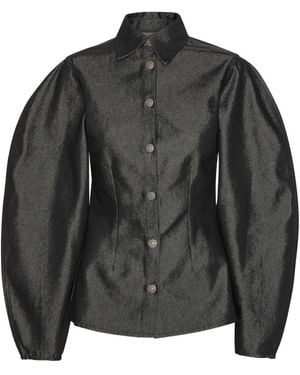 ROTATE BIRGER CHRISTENSEN Puff-Sleeve Shirt - Black