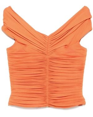 Hervé L. Leroux Schulterfreies Oberteil mit Raffungen - Orange