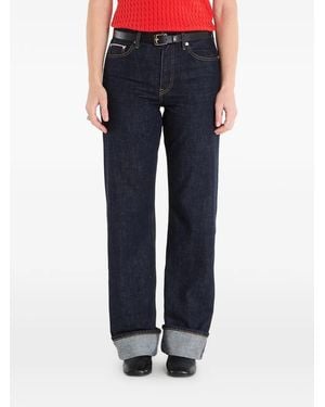 Tommy Hilfiger Contrast-Topstitching Turn-Up Jeans - Blue