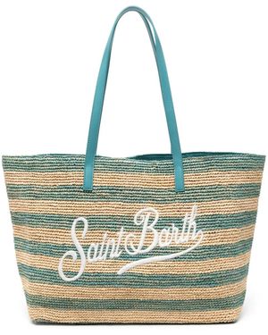 MC2 Saint Barth Raffia City Tote Bag - Blue