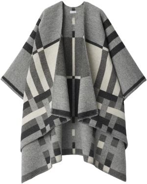 Burberry Geruite Cape Met Colourblocking - Grijs