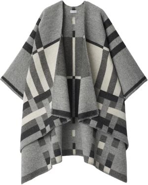 Burberry Colour-Block Checked Cape - Grey