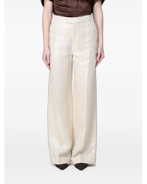 Brunello Cucinelli Lurex-Effect Linen Palazzo Trousers - White