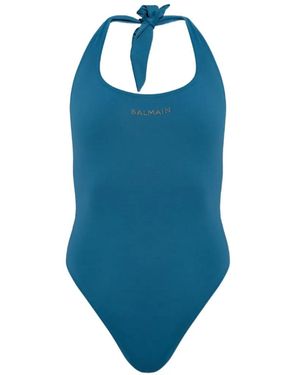 Balmain Bañador Con Aplique Del Logo - Azul