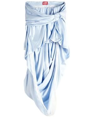 DIESEL Draped Satin Midi Skirt With Lace-Trim - Blue