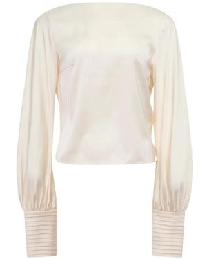 Stolen Stores Kaia Draped-Back Long-Sleeve Blouse - White