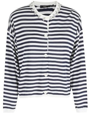Seventy Striped Embellished Cardigan - Blue
