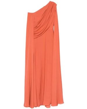 Elie Saab Double Georgette Draped One-Shoulder Maxi Dress - Pink