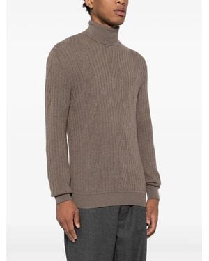 Brioni Cable-Knit Crewneck Jumper - Brown