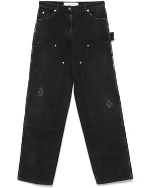 Golden Goose Distressed Cotton Jeans With Front Patches - Black